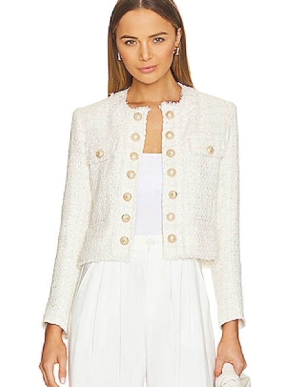 Generation Love Karson Cream Tweed Button-Front Jacket